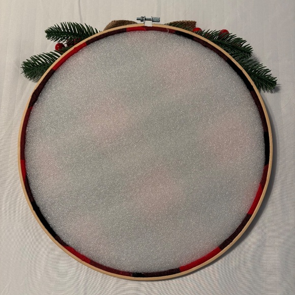 JOY Plaid Wreath or Wall Hanging Christmas Decorations - Rustic Burlap Bow - Picture 8 of 8